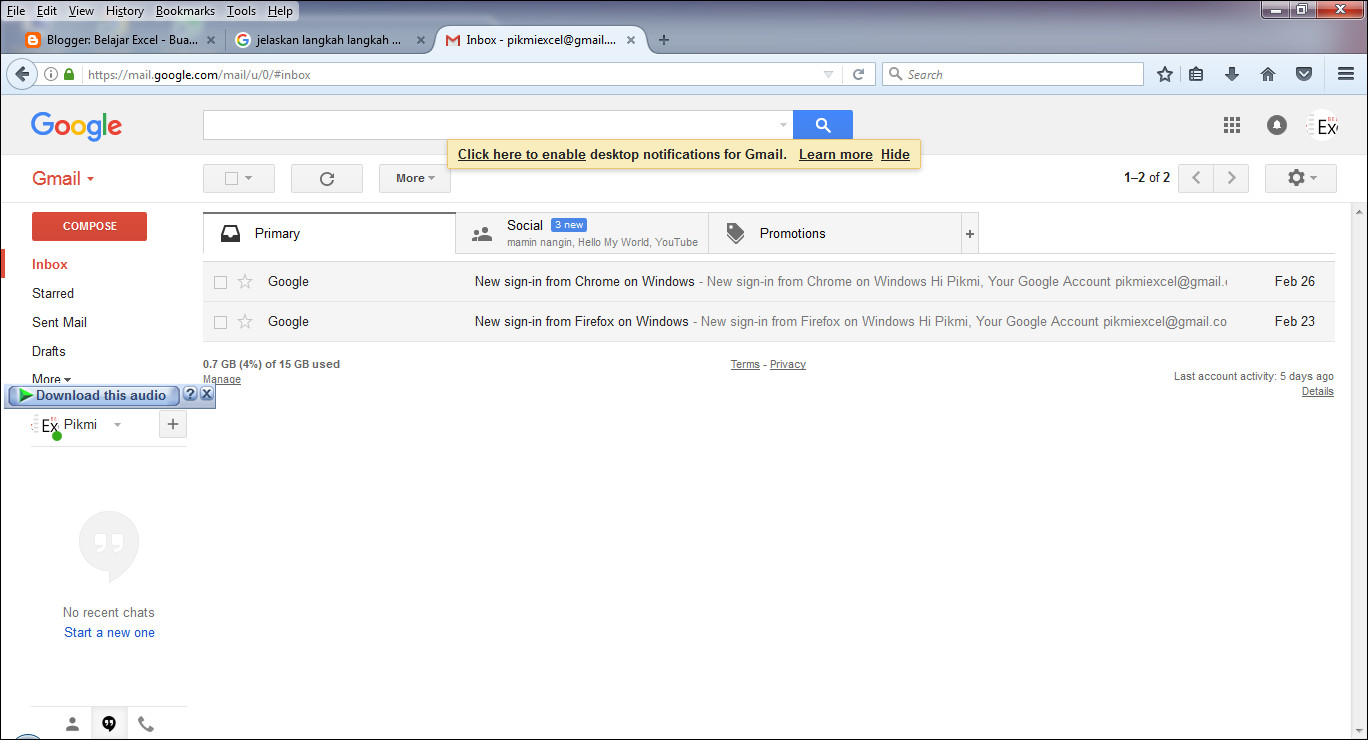 Langkah Langkah Mengirimkan File Excel Melalui Email Gmail Belajar Excel