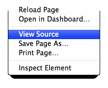 A context menu with a highlighted 'View Source' command