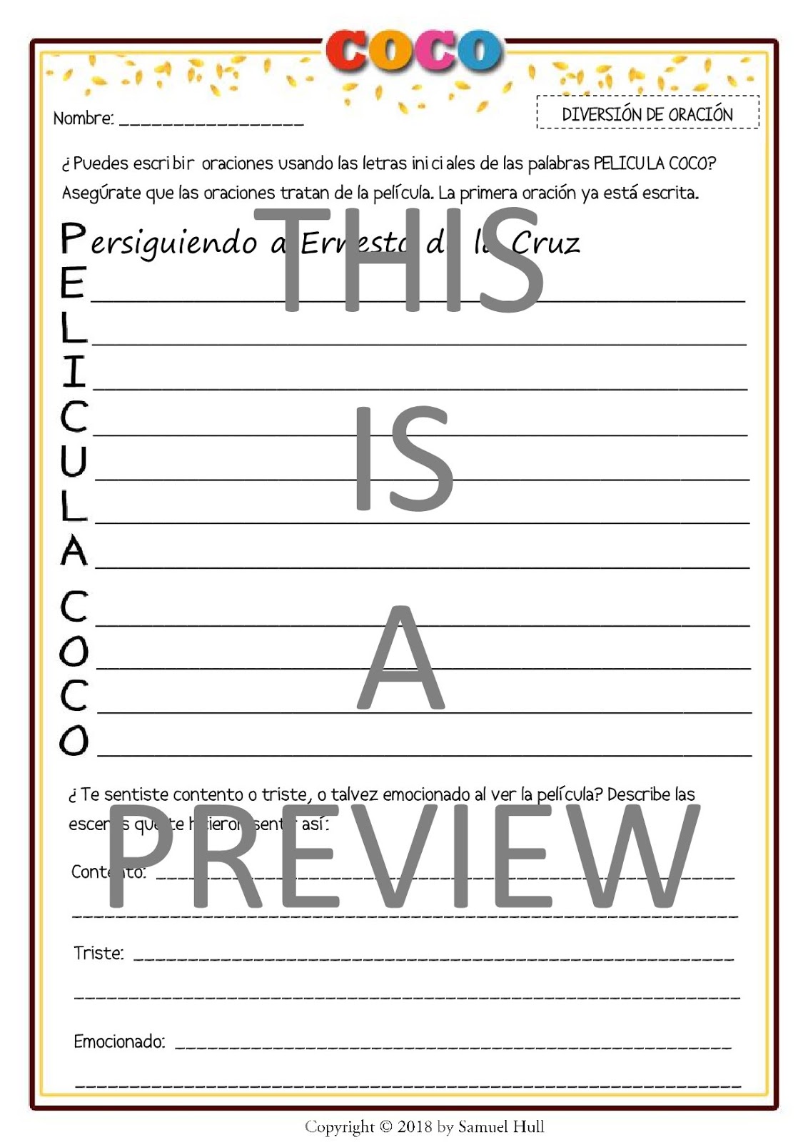 Coco Spanish Worksheets