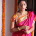Indian Girl Anushka Shetty Long Hair Stills In Red Traditional Saree