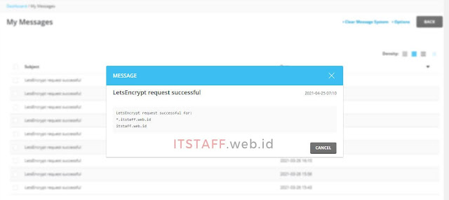 Let's Encrypt Request Successful - ITSTAFF.web.id