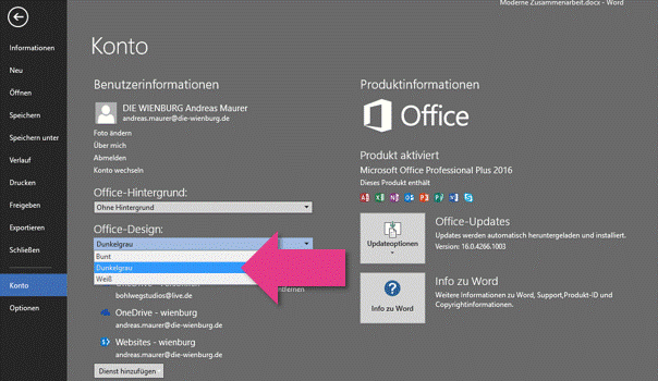 Office 2016 5 Highlights Die Wienburg Office 365 Losungen