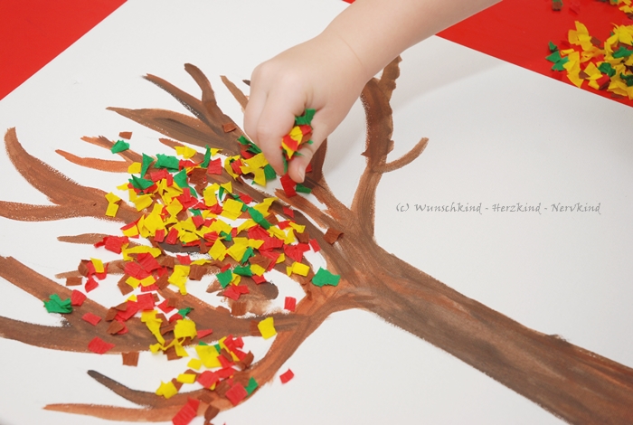 Wunschkind Herzkind Nervkind Ein Herbstbaum Mit Krepp Papier