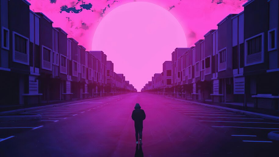 Lonely, Guy, Retrowave, Minimalist, 4K, #6.422