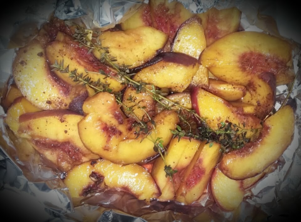 Grilled Peaches & Herb