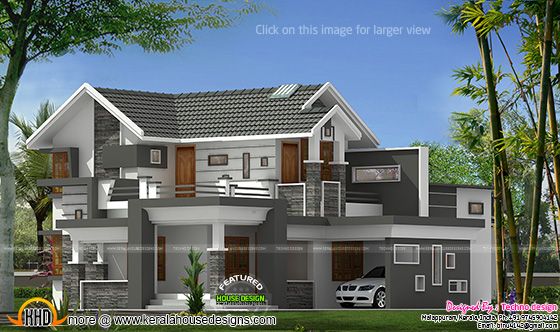 Sloped roof with modern mix house