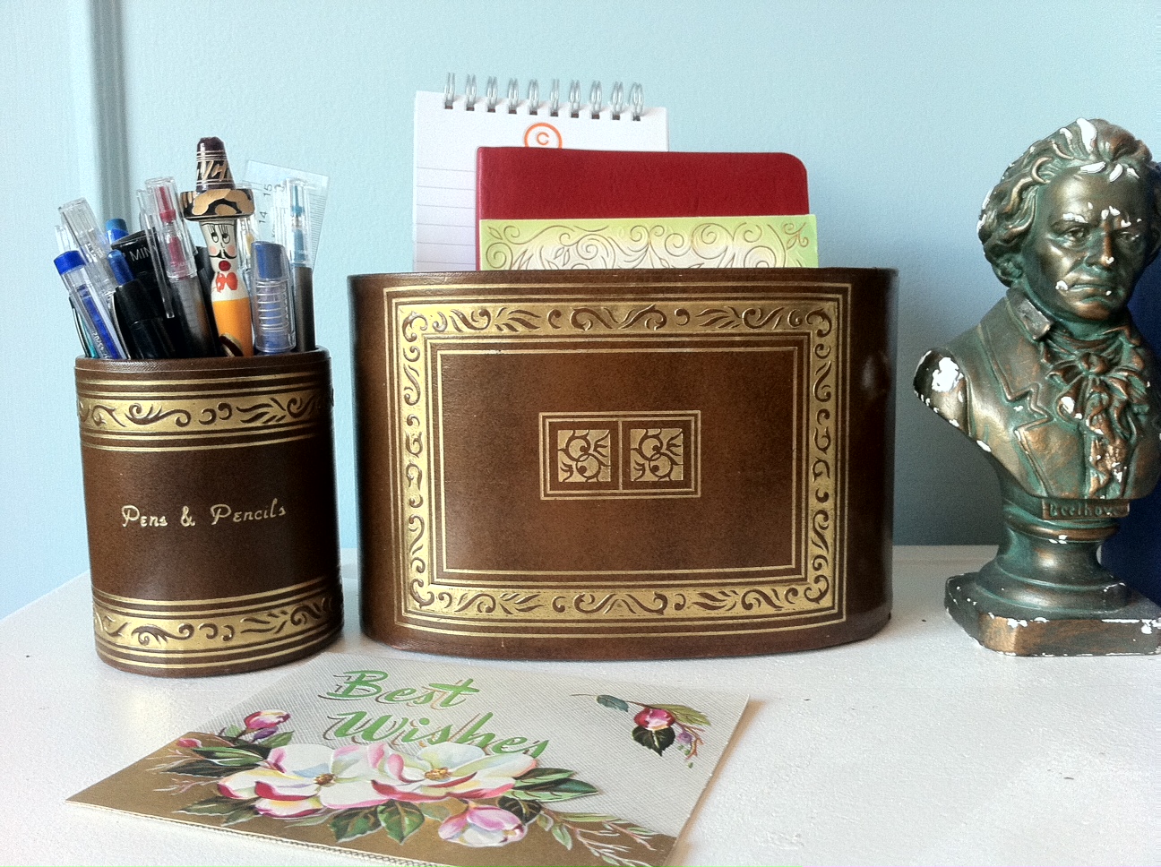 Lady Jane's Treasure Trove ***SOLD*** Vintage leather desk top set 15