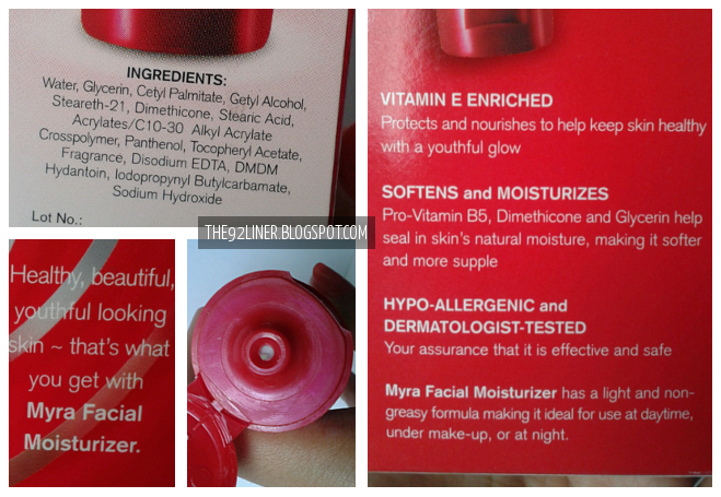 myra e moisturizer ingredients