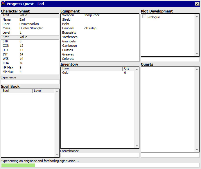 The Earliad Progress Quest