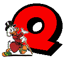 Alfabeto de Mickey y sus amigos con letras rojas Q.