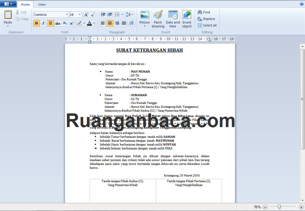 Siap Edit Dan Download Format Surat Hibah Microsoft Word