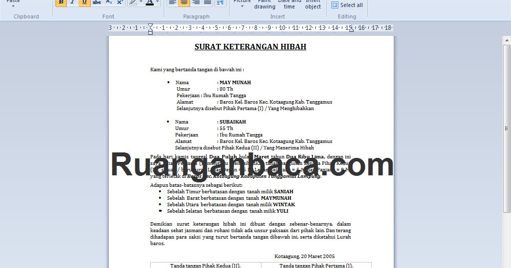 Siap Edit Dan Download Format Surat Hibah Microsoft Word