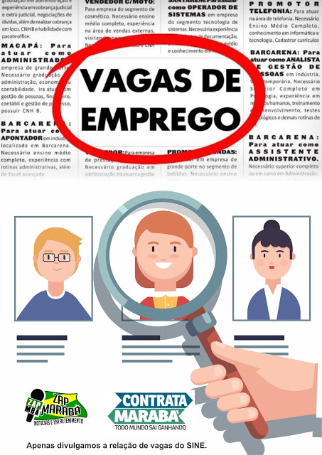 Vagas do Sine desta Quarta-Feira 24 de Abril