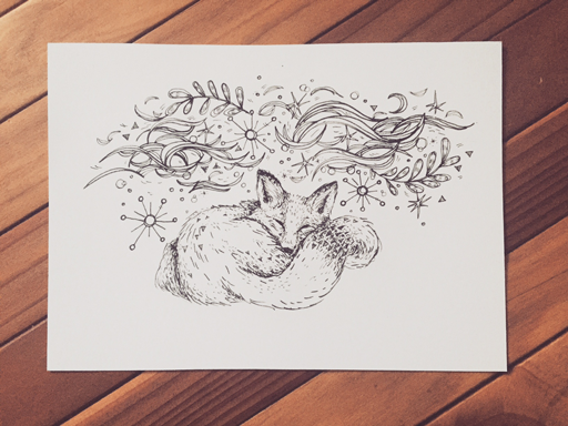 The Fox's Dream 5x7 - Erin Clark - Inked in Red