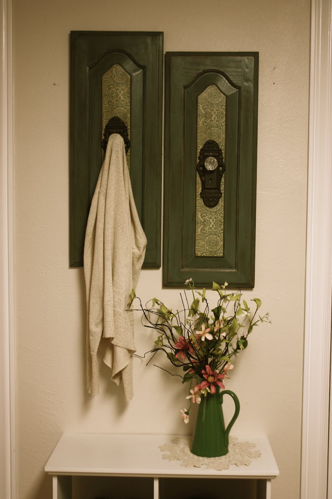 At Home Green Wall Hanging with Antique Door Knob