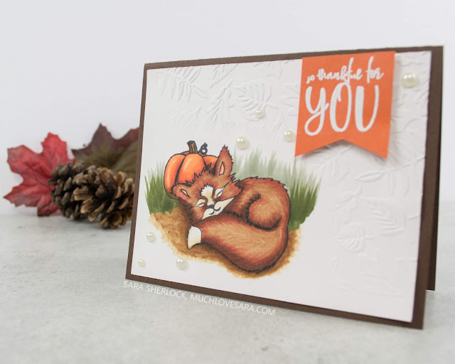 This adorable little fox from Photoplay Paper's Fall Breeze collection, was colored with Copic markers.  Created by Sara Sherlock | Muchlovesara.com