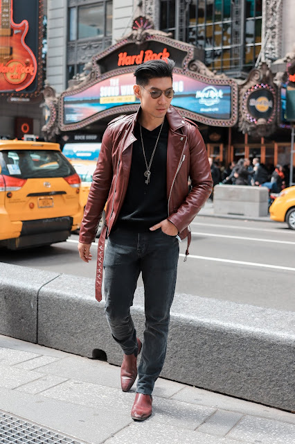 Leo Chan wearing Biker Jacket | Asian Male Model and Blogger