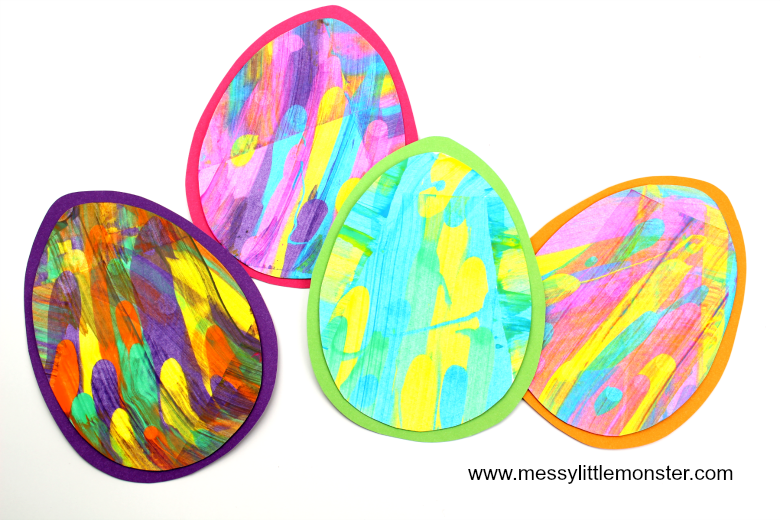 Easter egg scrape painting craft - Kids will enjoy using this easy painting idea to make Easter art! Create Easter cards or Easter garlands from the artwork. Fun for toddlers, preschoolers and older kids.