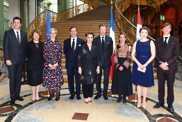 Maria Teresa, Duke Guillaume, Duchess Stephanie and Prince Louis, Princess Stephanie wore Hobbs Abigale dress