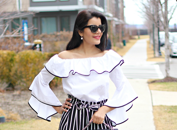 zara white top with ruffle sleeves