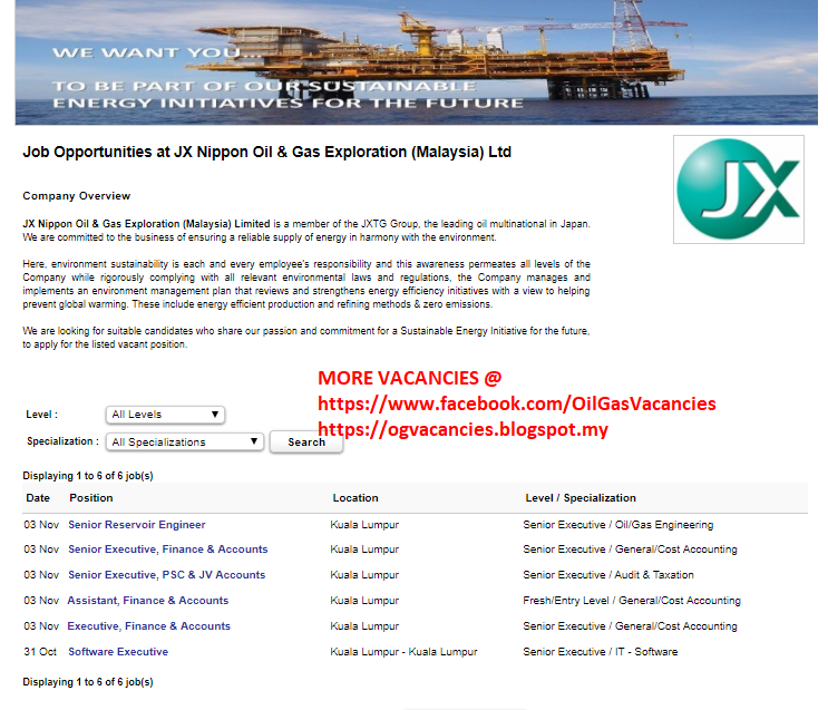 Oil &Gas Vacancies Vacancies Nippon Oil Kuala Lumpur