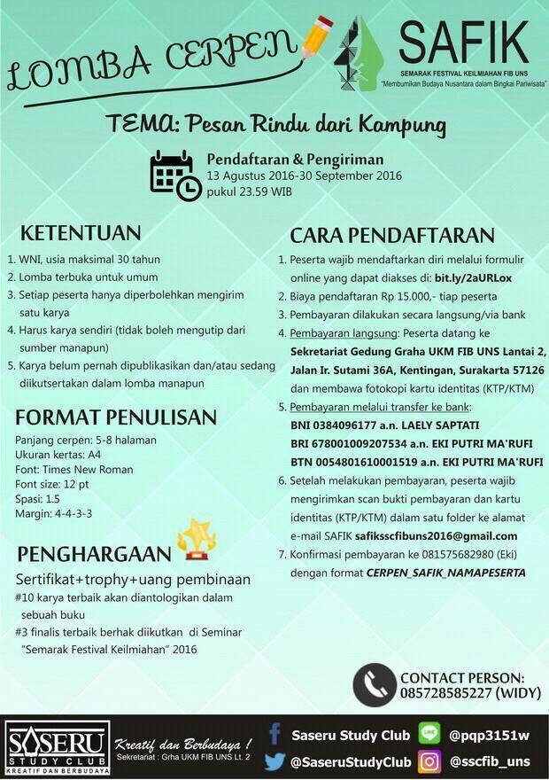 Info Lomba Cerpen 2016 Sketsa Info Lomba Cerpen 2016 Sketsa