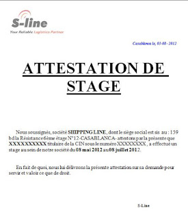 attestation de stage en format word doc et images