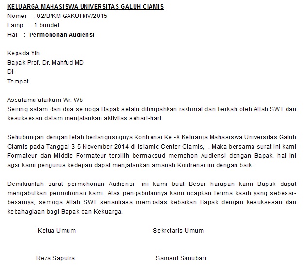 Contoh Surat Permohonan Audiensi Doc