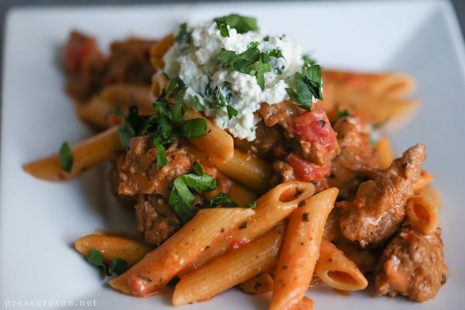 Sausage and Penne with Creamy Tomato Sauce Fit Happy Foodie