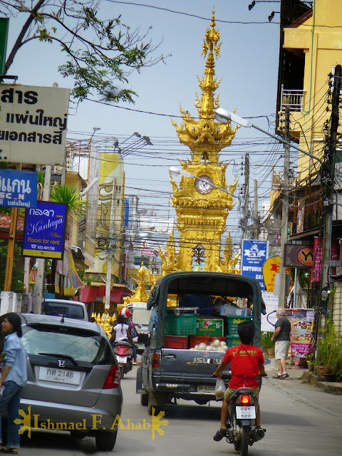 North Thailand - Golden Clock Tower in Chiang Rai