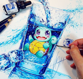 12-Squirtle-Water-Splash-Nashi-Illustrations-that-Bring-out-Depth-of-Colour-in-Manga-Comics-www-designstack-co