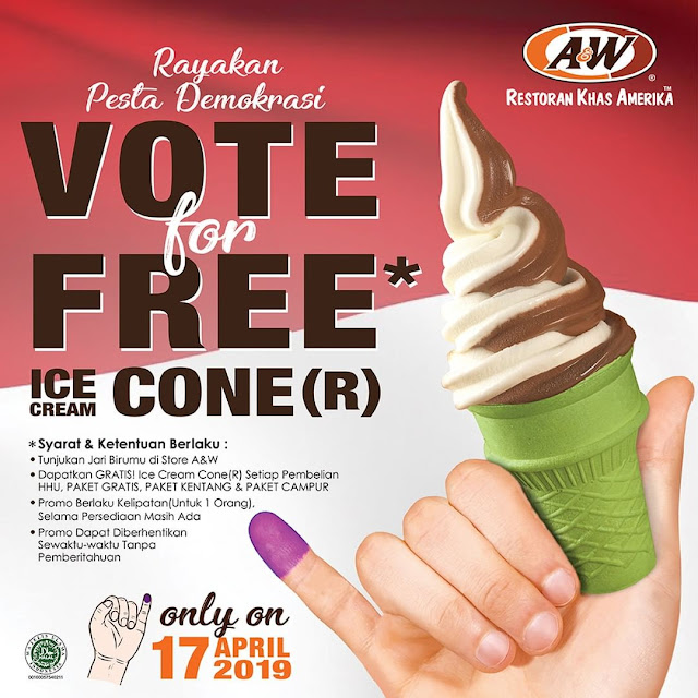 #AW - #Promo Vote PEMILU 2019 & Dapatkan Free Ice Cream Cone R (17 April 2019) #AW - #Promo Vote PEMILU 2019 & Dapatkan Free Ice Cream Cone R (17 April 2019)