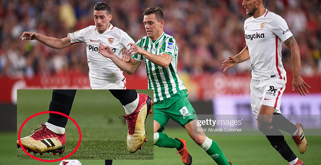 bostezando Diariamente cortar No Fakes - Sevilla Defender Carriço Wears Two Stripes Adidas Predator Boots  In Sevilla Derby - Footy Headlines
