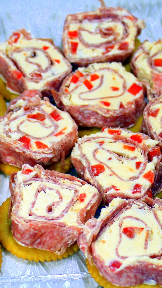 52 Ways to Cook Salami Pinwheel Spirals RollUps Appetizers on a Ritz