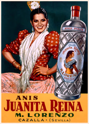 Cartel publicitario de Anís Juanita Reina - Autor: D. Nadal  - CAZALLA DE LA SIERRA