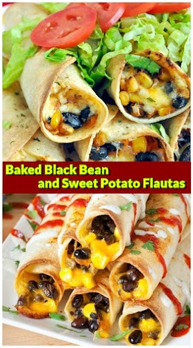 Baked Black Bean and Sweet Potato Flautas