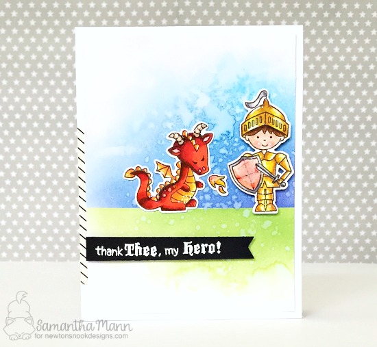 Knight and Dragon card by Samantha Mann | Knight's Quest Stamp Set by Newton's Nook Designs #newtonsnook #handmade #knight