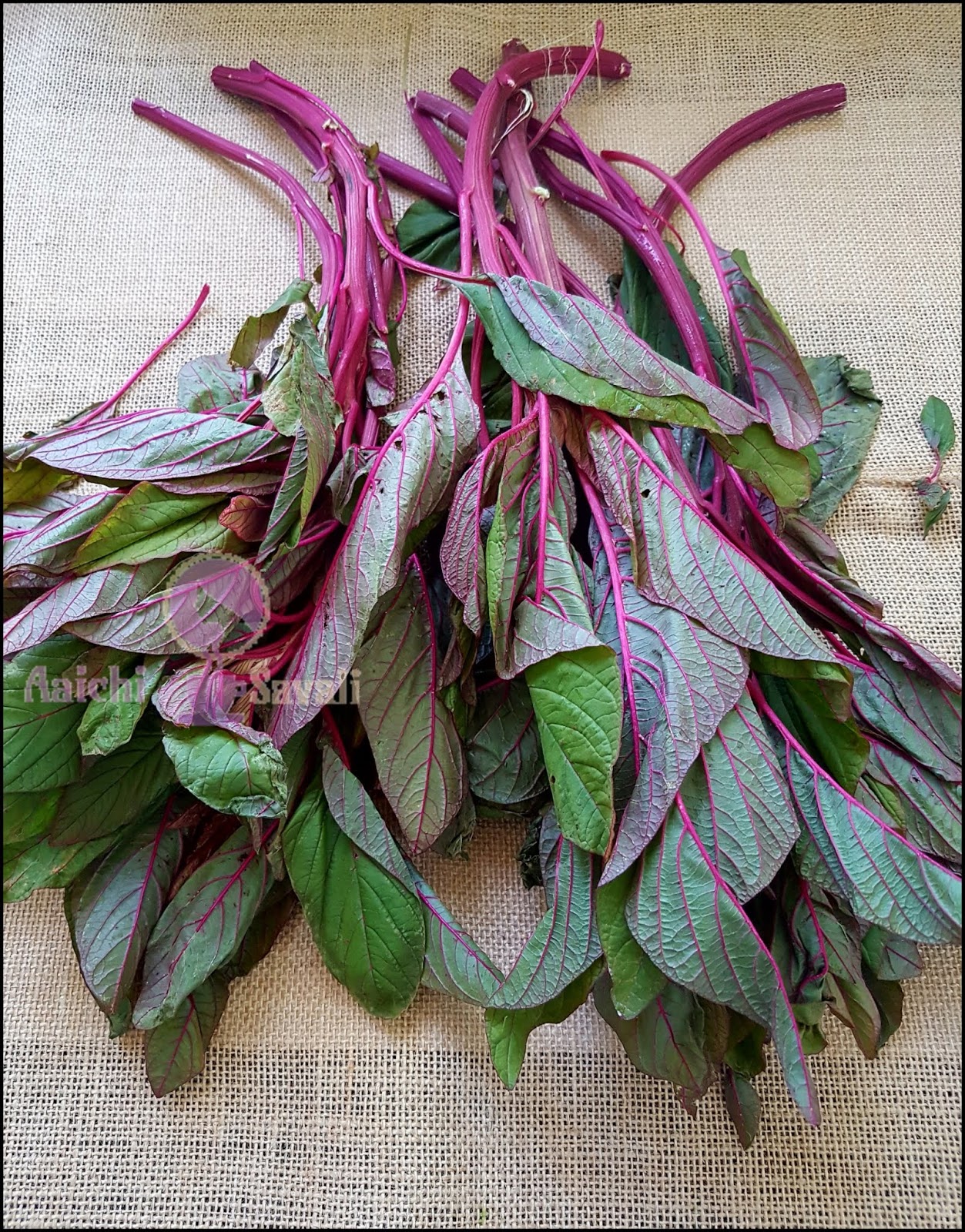Red Spinach Leaves Stir Fry (Laal Bhaji) लाल माठ भाजी Aaichi Savali