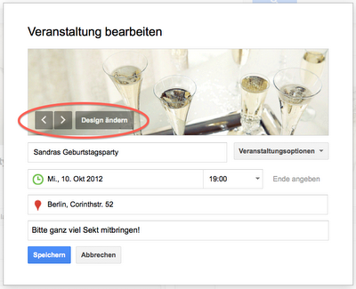 Google+ Events - Das Design der Veranstaltung ändern - aus Vorlagen wählen oder eigene Bilder hochladen