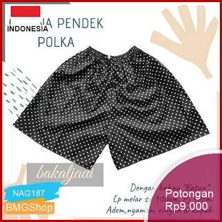 NAG187 Celana Pendek Wanita Kolor Katun Motif Bintik Polka Bmgshop