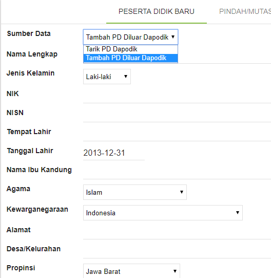 Cara Menambah Peserta Didik Baru Dari Mi Atau Mts Lintas Pena