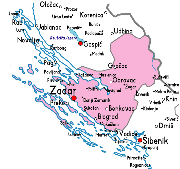 karta korenice Map of Zadar Province Area | Maps of Croatia Region City Political  karta korenice