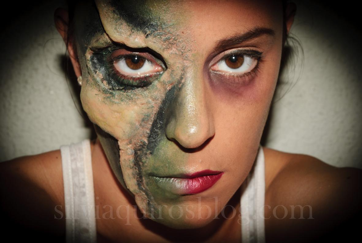 Maquillaje Halloween 6: Calavera media cara, Halloween Make-up 6: Half face  skull - Silvia Quirós