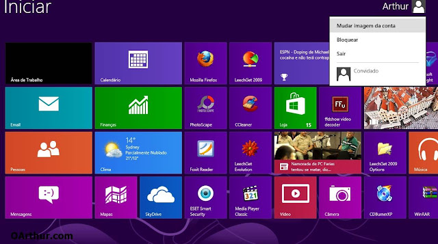 Colocar senha no windows 8