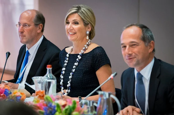 Queen Maxima attended Advocate for Inclusive Finance for Development (UNSGSA) Amsterdam meeting shortly after MS koninginnedag naming and baptism ceremony in Rotterdam harbour, Queen Maxima Natan dress, spring summer fashions new dress