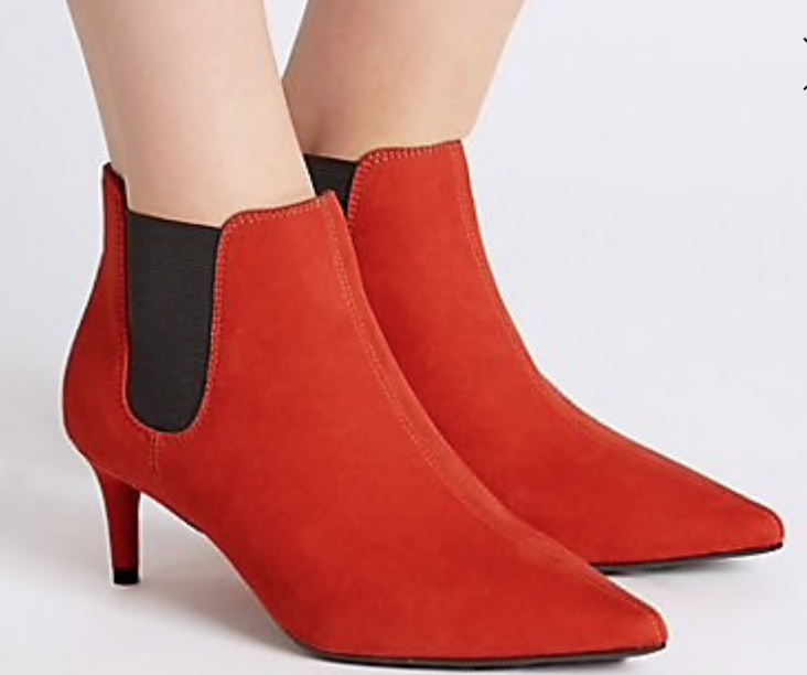 red kitten heel ankle boots uk