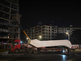 truck carrying an escalator in Ganzhou