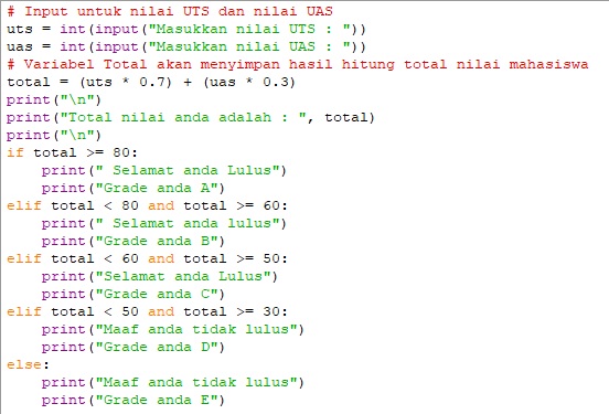 Nu Alam: Python : Program Nilai Sederhana dengan Python