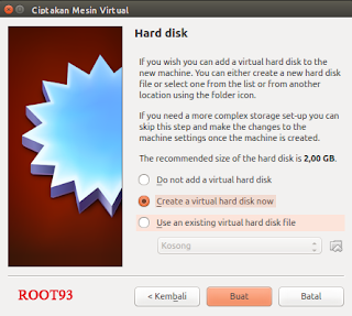 Pilih “Create a Virtual hard disk now” 