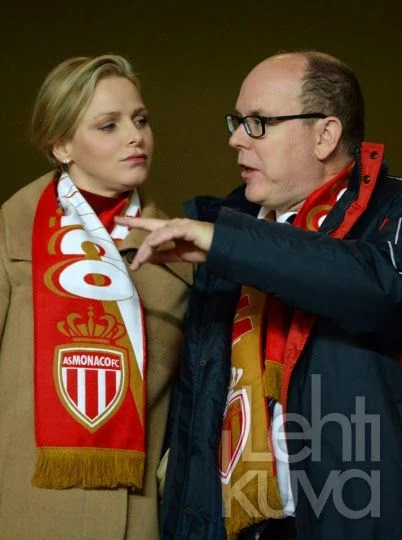 Prince Albert, Princess Charlene, Pierre Casiraghi and Gad Elmaleh attended the French L1 soccer match